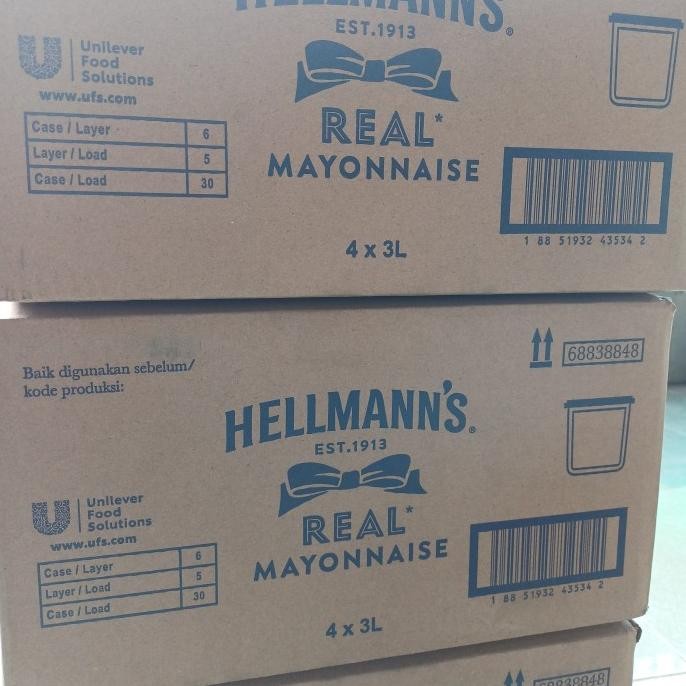 

Real Mayonnaise Hellmann's 3 Liter Kartonan murah