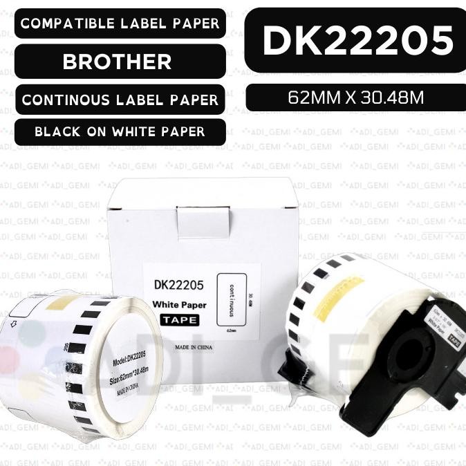 

Compatible Label Paper Brother Dk-22205 - 62Mm X 30.48M Co