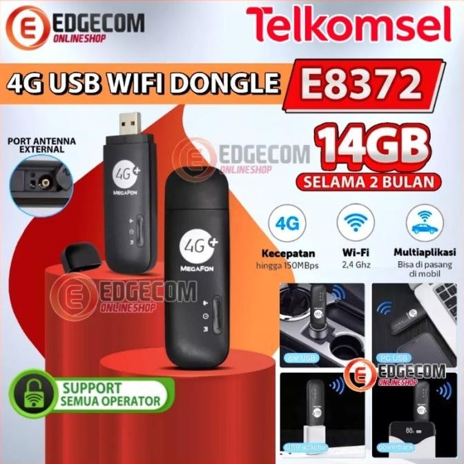 Modem Usb Wifi Megafon E8372 4G Wingle +14Gb Tsel Support All Operator Co