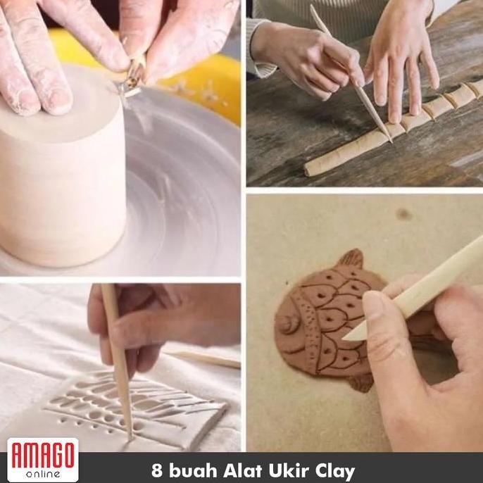 

8 pcs Pottery Clay Tools Set - Alat Ukir kayu Tembikar Tanah Liat murah