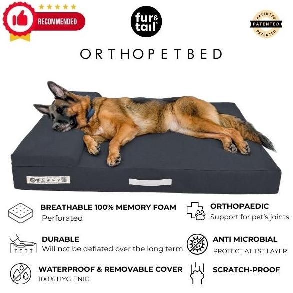 ORTHOPETBED FUR&TAIL Orthopaedic Waterproof Pet Bed. Memory Foam Dog Bed. Kasur anjing anti air, Ban