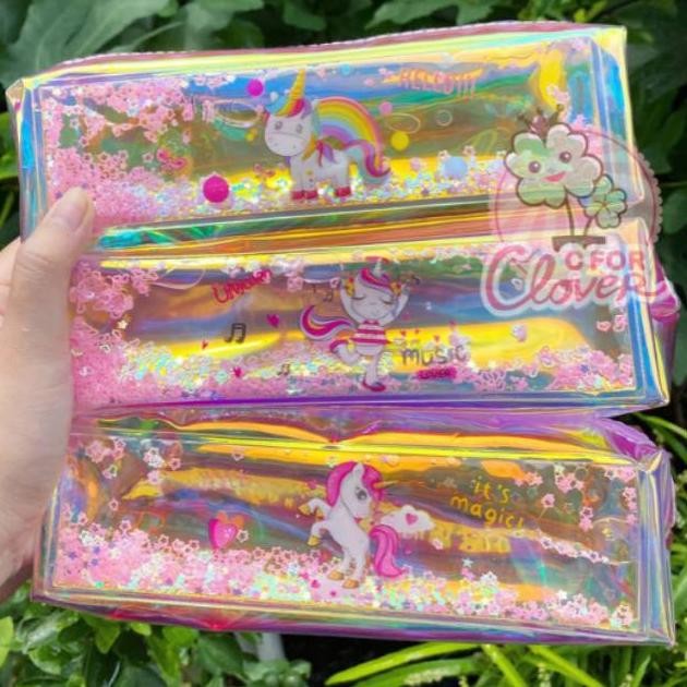

NI06 UNICORN HOLOGRAM PENCIL CASE / water air holo lucu tempat pensil baru Terlaris