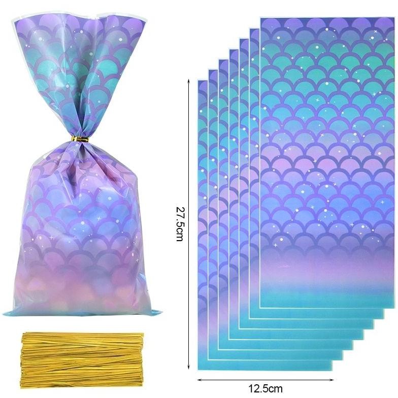 

TR21 100pcs Mermaid Tas Bingkisan Goodie Bag Mermaid Kantong Kemasan Permen Cookies Bag Premium