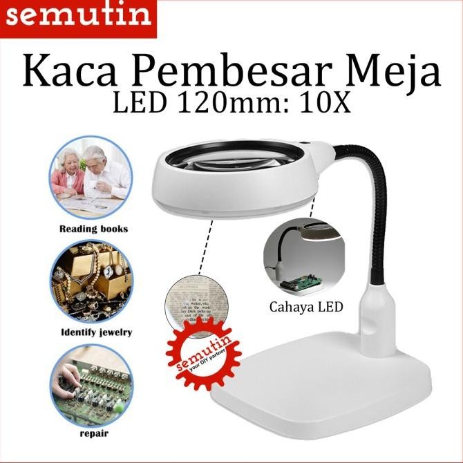 

KACA PEMBESAR MEJA 6 LED 10X 120MM AG30 / LAMPU LUP LENSA MAGNIFIER ORIGINAL DAN TERPERCAYA