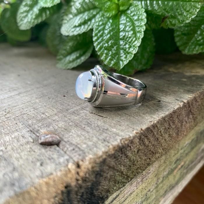 Cincin Batu Permata White Star Saphire Safir Putih Kristal Kantoran Ring Monel Doff Handmade Origina