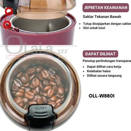 Mesin Blender Chopper Bubuk Pengiling Kopi Cabe Beras Kacang Biji Portable Multifungsi Stainless Den