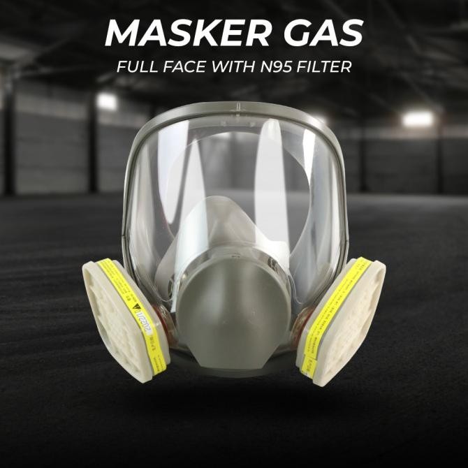 Masker Gas Fullface Respirator Anti Chemical Acid Asam Gas Beracun New Stok