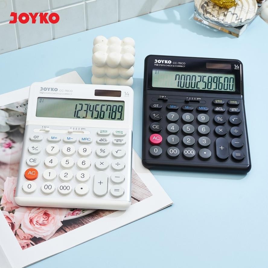 

er-90 JOYKO CC 70CO CHECK & CORRECT CALCULATOR - Kalkulator With Alumunium Surface 14 Digit Cek ulang Original