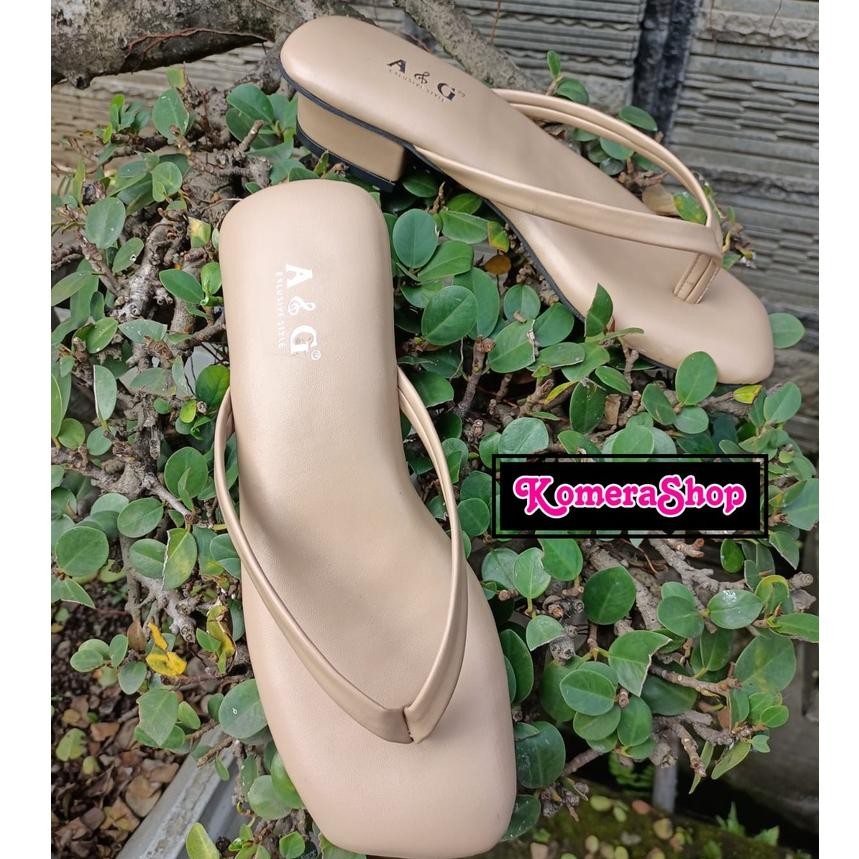 Sandal Heels Wanita Jepit A&G Premium Model Jepit Kekinian Sandal Korea