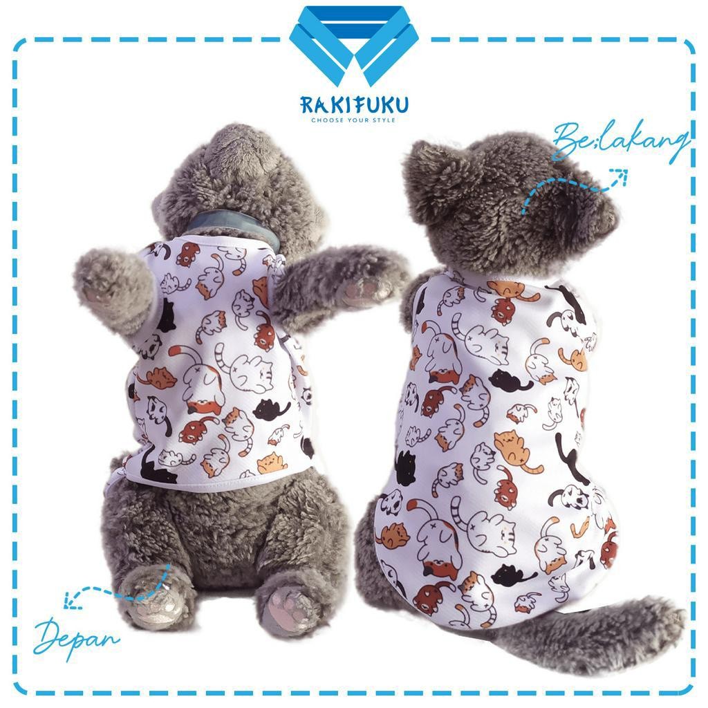 Baju Kucing Anjing Lucu Murah Motif Kucing Putih Cewe Jantan Betina Hewan Kecil