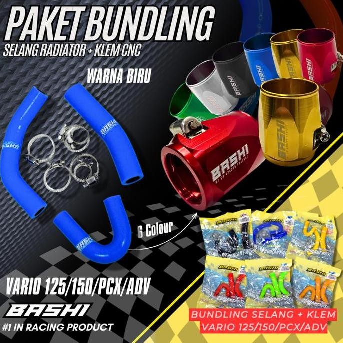Bashi Paket Selang Radiator Coolant Hose Include Klem CNC HONDA VARIO 125/150 PCX/ADV H2 Engine Moto