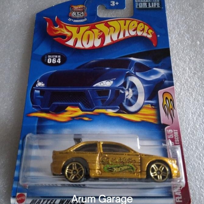 Hot Wheels Ford Escort Rally. US Card Flamin' Hot Wheels Series Tahun 2002. Highway 35Th Anniversary