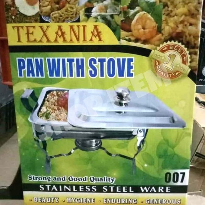 Bisa Spk Texania Pan With Stove / Wadah Prasmanan Alat Saji Stainless Steel