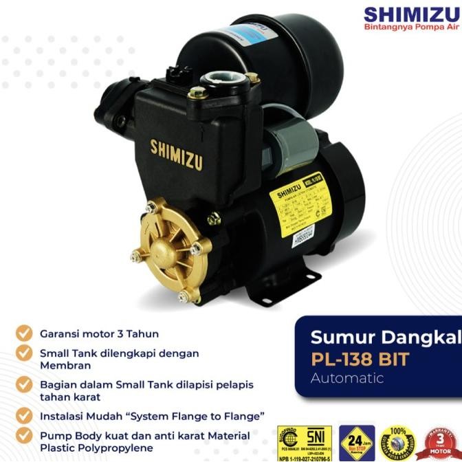 TERBARU - Pompa Shimizu Air Dangkal PL 138 BIT / Pompa Shimizu PL 138 BIT
