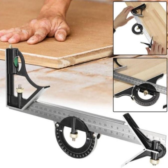 

Bisa Grab! Combination Square Stainless Steel Angel Ruler Multifunction