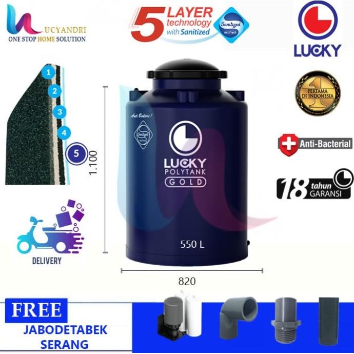 Miliki Tangki Air Lucky Gold Anti Bakteri Lgab 550 Tandon, Toren Air, 550 L