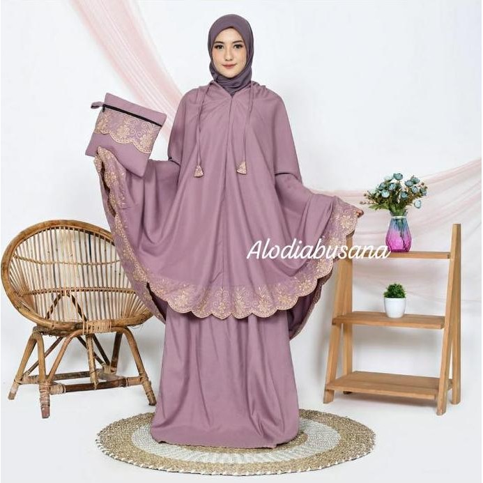 Grosir Mukena Alwiya 2In1 Perlengkapan Shalat Wanita Mukena Bordir Mewah Mukena Lebaran Fashion Musl