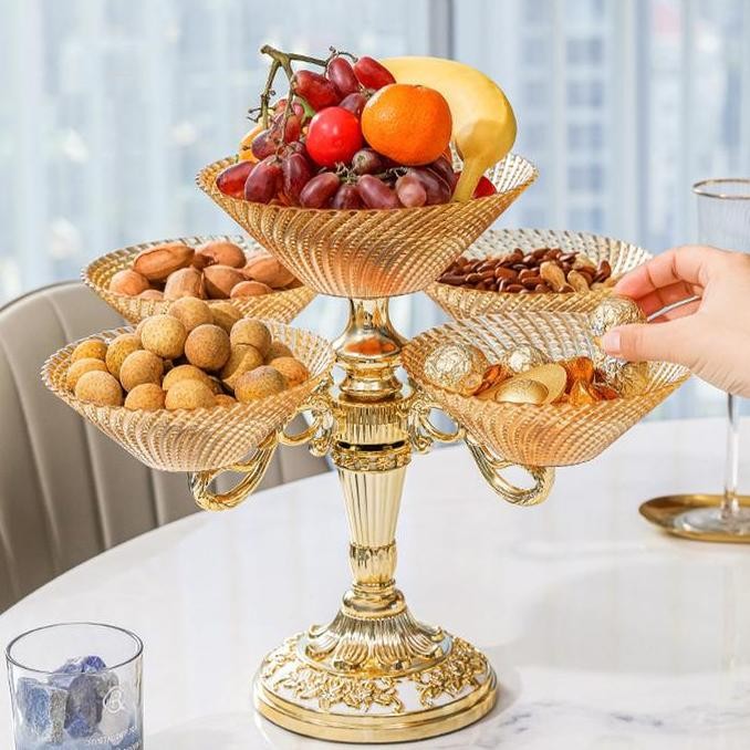 Promo Piring Buah Kue Kristal Plastik Putar Untuk Hiasan Meja Modern Untuk Hidangan Buah Dan Kue Di 