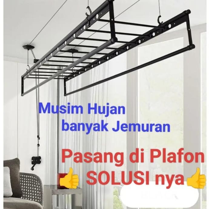 Jemuran Plafon 240Cm Gantung Katrol Lifting Ceiling Engkol Alumunium Alloy New Stok