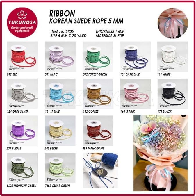 

KOREAN SUEDE ROPE 5 MM / ROLL - TALI SUEDE TALI GELANG PITA SEMI KULIT murah
