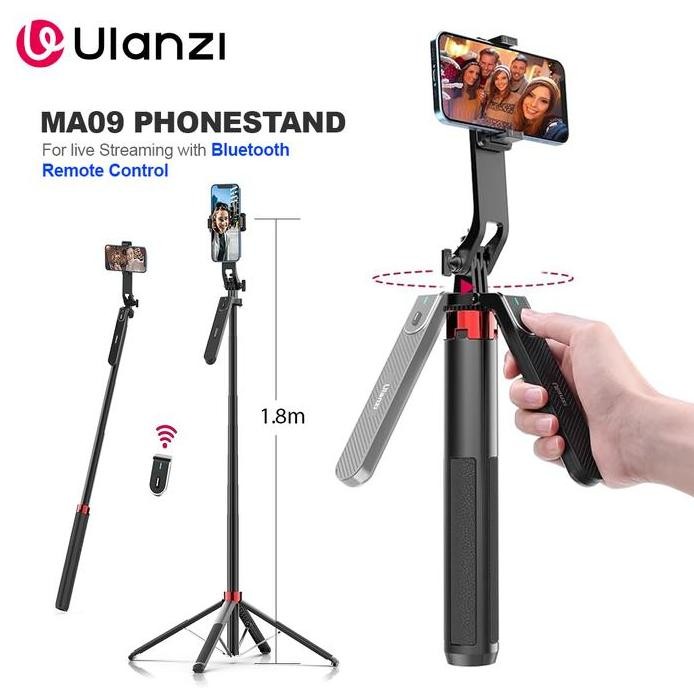 ULANZI MA-09 Selfie Stick with Remote for Action Cam & Smartphone Bluetooth Tripod murah