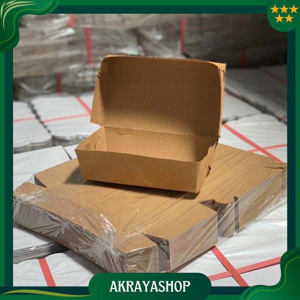 

(100 Pcs) Paper Lunch Box Kotak Makan Ukuran M 16X9X5 Cm (Lunchbox Medium) Laminasi Tebal 290 Gram/Gsm Coklat Polos - Lunch Box Kertas, Dus Box, Dus Nasi, Kemasan Makanan Take Away, Kemasan Makanan Kertas, Tray Paper Kertas, Box Kue Sale