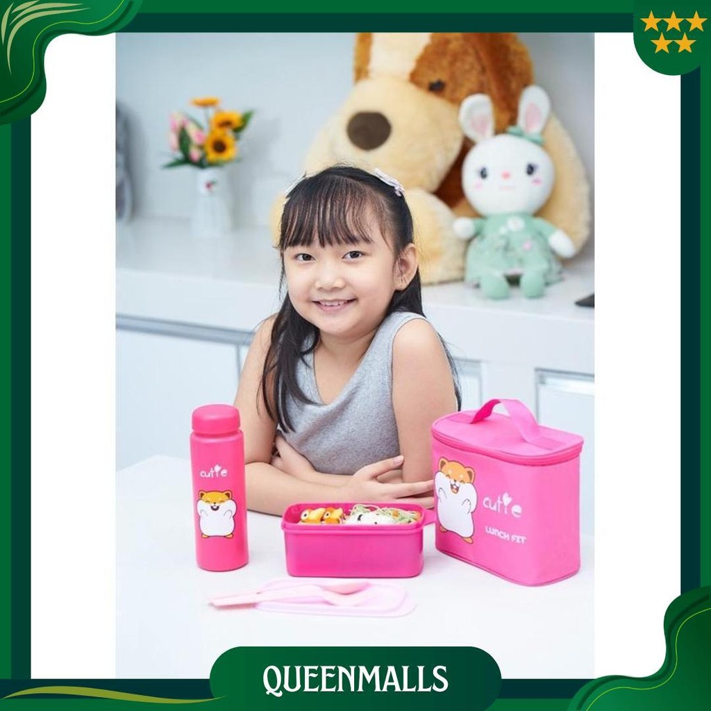 Lunchbox Set Anak / Lunchbox Lucu Karakter / Kotak Makan Bulat Sekat / Tas Bekal Makan / Kotak Bekal