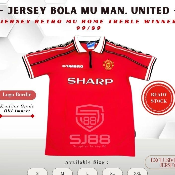 Retro Jerey Bola Mu Home Ha 1999 99 Treble Winner