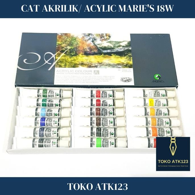 

Cat Akrilik / Acrylic Colour / Cat Lukis Merk Marries 18 Warna YAN