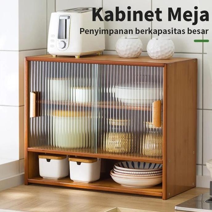 E-TIFE Rak makanan / Rak Piring / Rak Dapur / Lemari Dapur / Rak Dapur Bambu / Lemari Piring Minimal