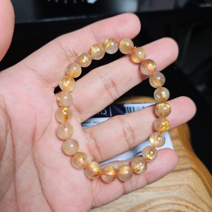 

RUTILATED GOLDEN GELANG BATU ALAM ASLI 8MM GRADE A TANPA MEMO TAC