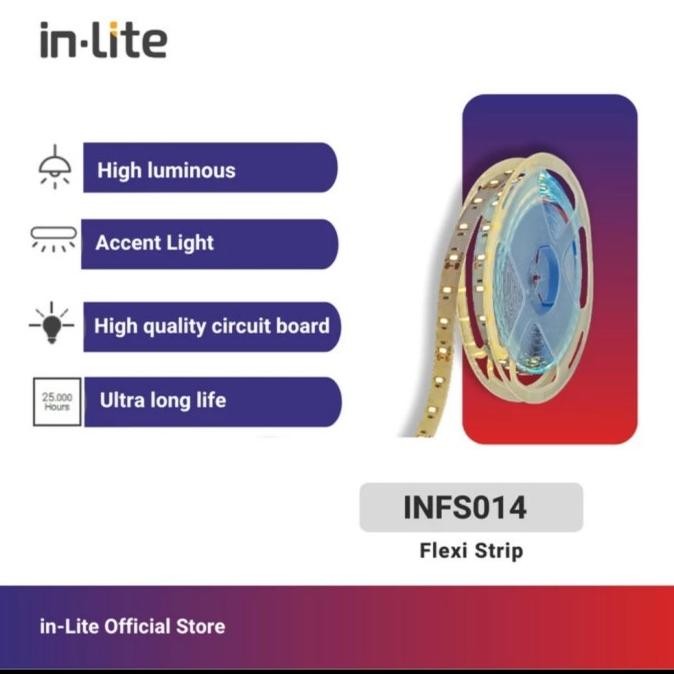 FLEXI STRIP LIGHT LED INLITE 60 CHIP/M 8.5W/M IP20 DC 12V - INFS014 murah