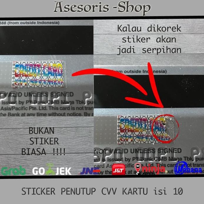 

STICKER | STIKER PENUTUP CVV KARTU KREDIT isi 10 STIKER 18x10mm Kertas murah