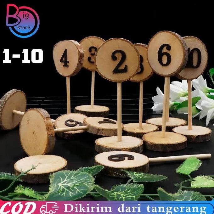 

10pcs Nomor Meja Kafe Nomor 1-10 Nomor Meja Restoran Kayu Nomor Meja Makan Table Number Penanda Meja Cafe