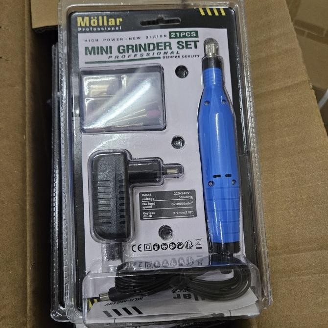 MOLLAR MG18v Mini Grinder Tuner 18V Set 10 pcs Variable Speed With Adaptor murah