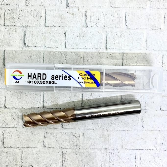 Endmill carbide 10 mm, 60 HRC merk JJ Tool baru murah