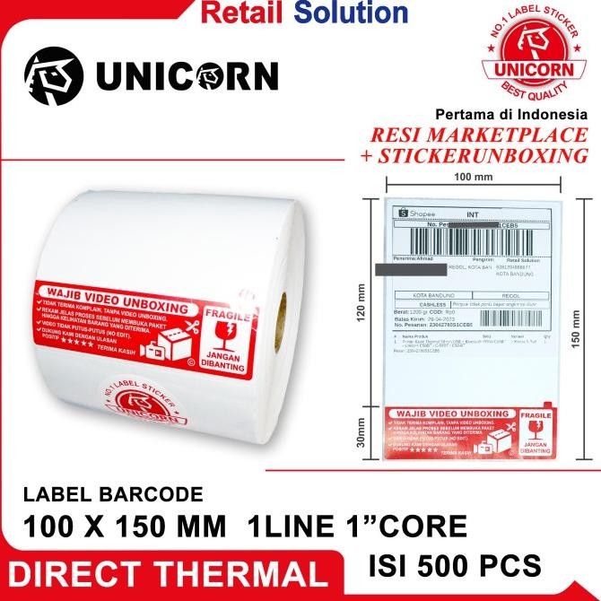 

Stiker Label AWB Resi Alamat Wajib Unboxing Fragile Thermal A6 100x150 murah