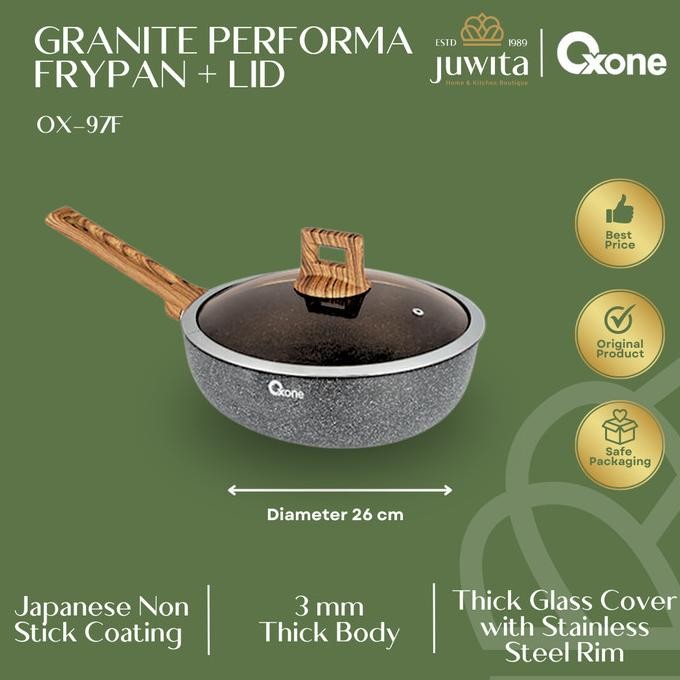 Wajan Fry Pan Besar Anti Lengket Oxone OX97F Penggorengan Performa Motif Granite Series Non Stick Je