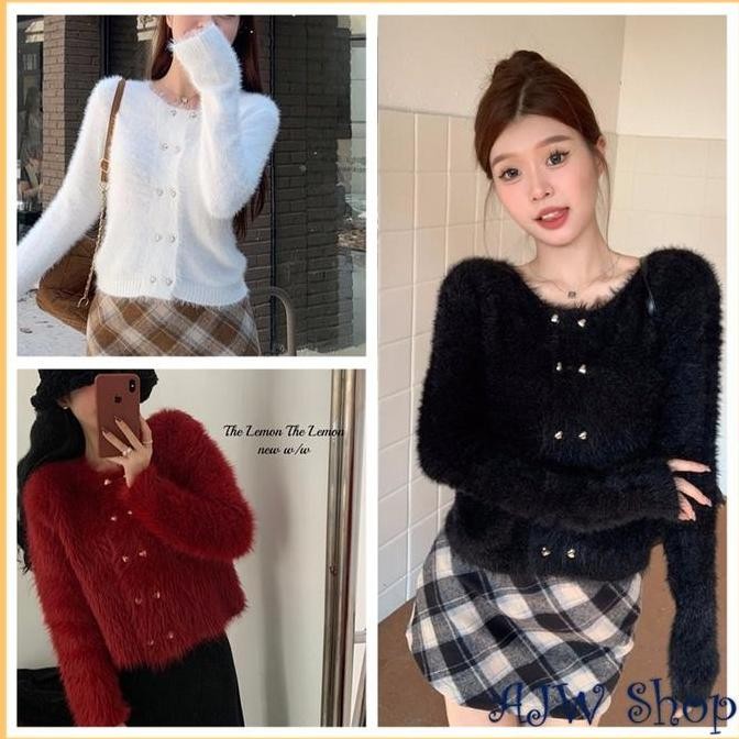 Promo Ajw [Wbs] Atasan Wanita Bulu Halus Elegan Knit Premium | Sweater Rajut Bulu Halus Lengan Panja