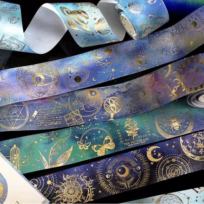 

Washi tape selotip antariksa gold foil 40 mm murah