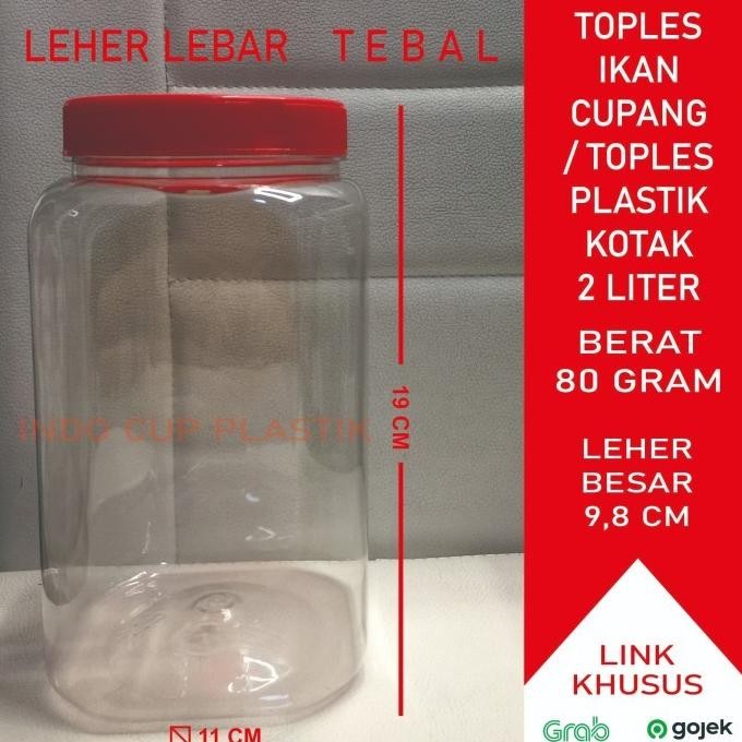 (Good) Toples Plastik Kotak Ikan Cupang 2 Liter (66gr)