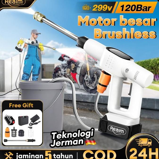 REAIM Mesin Cuci Motor Mini Selang Kompresor Mini untuk Ngecat 299V Jet Cleaner Tekanan Tinggi Alat 