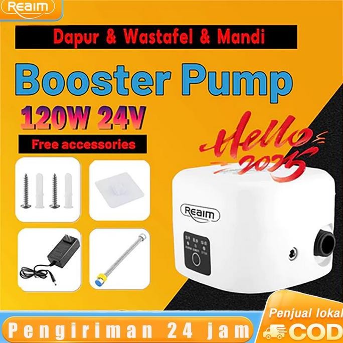 Reaim Pompa Booster, Pendorong Air, Booster Pump Otomatis 120W, 22L/Min, Mesin Pendorong Air, Shower