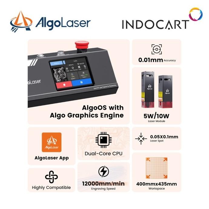 

Grosir Laser Engraver/Cutting Machine Algolaser Diy Kit Mk2 10W With Blazing Fast Engraving 12000Mm/Min-Without Air Pump