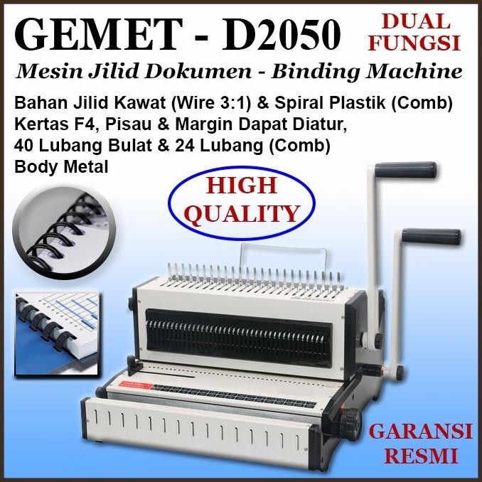 

Murah Mesin Jilid Spiral Plastik & Kawat 3:1, F4, Gemet D-2050