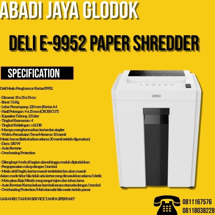 Grosir Deli E-9952 Paper Shredder