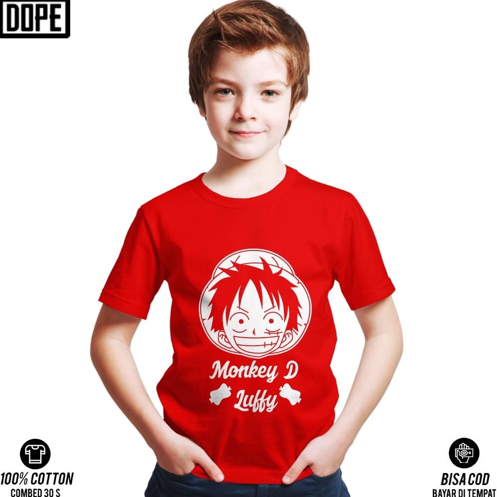 bas-12 Kaos Anak Laki-Laki Perempuan Anime Luffy One Piece Japan Baju Manga Jepang Tshirt V2 DOPE KI