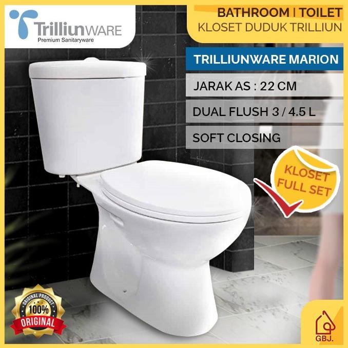 Kloset Duduk Trilliunware Marion As 22 Cm Dual Flush Soft Closing / Closet Duduk Trilliun Ware New S