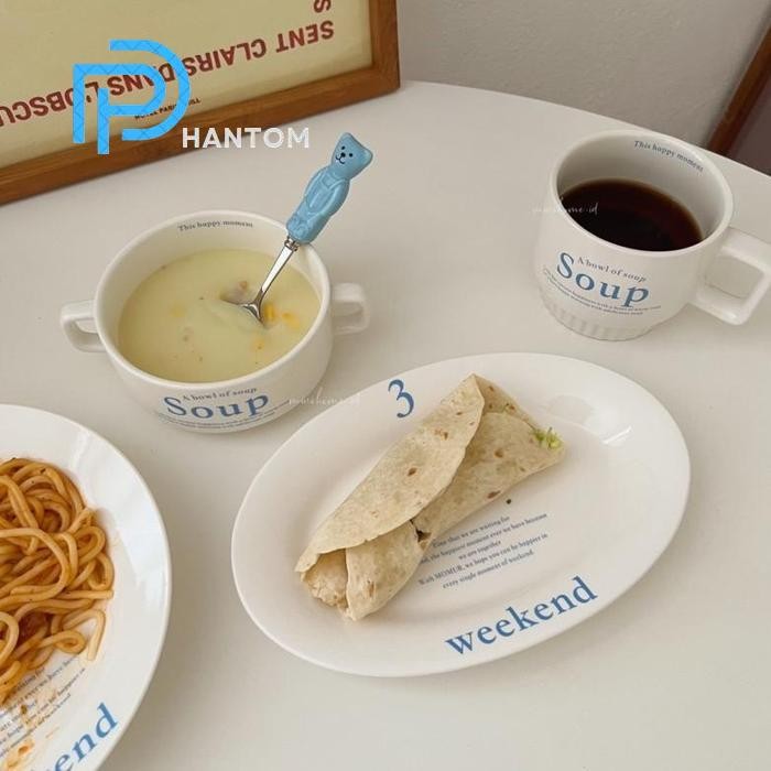 Phantom [Minihome] Weekend Kana Collection Piring Gelas Korea Aesthetic Homecafe Minimalis Alas Maka