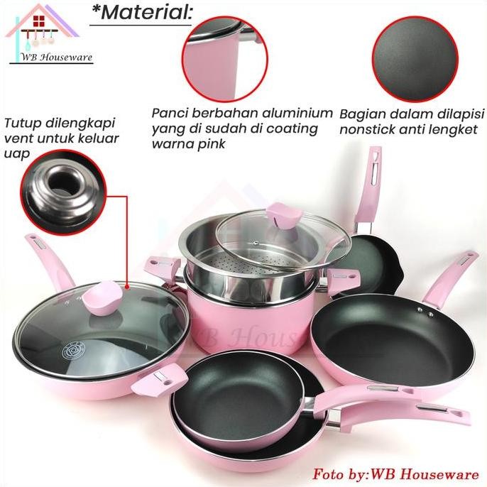 Promo Panci Set Supra 9Pcs Cookware Set Renatta Moelek / Wajan Penggorengan Anti Lengket Chef Renata